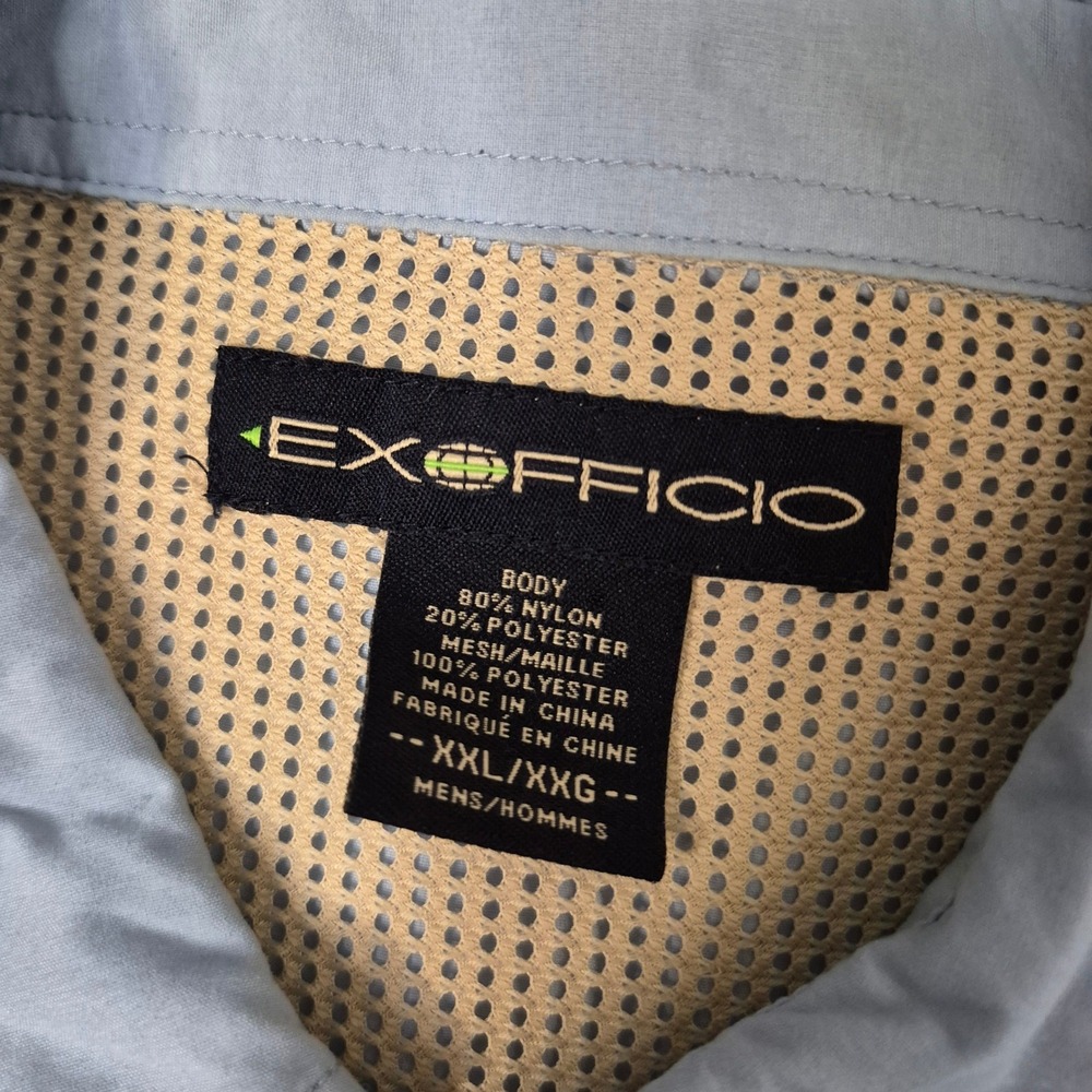 ExOfficio Fishing Shirt Mens XXL Light Blue Long Sleeve Nylon Vented Lightweight - Picture 3 of 10